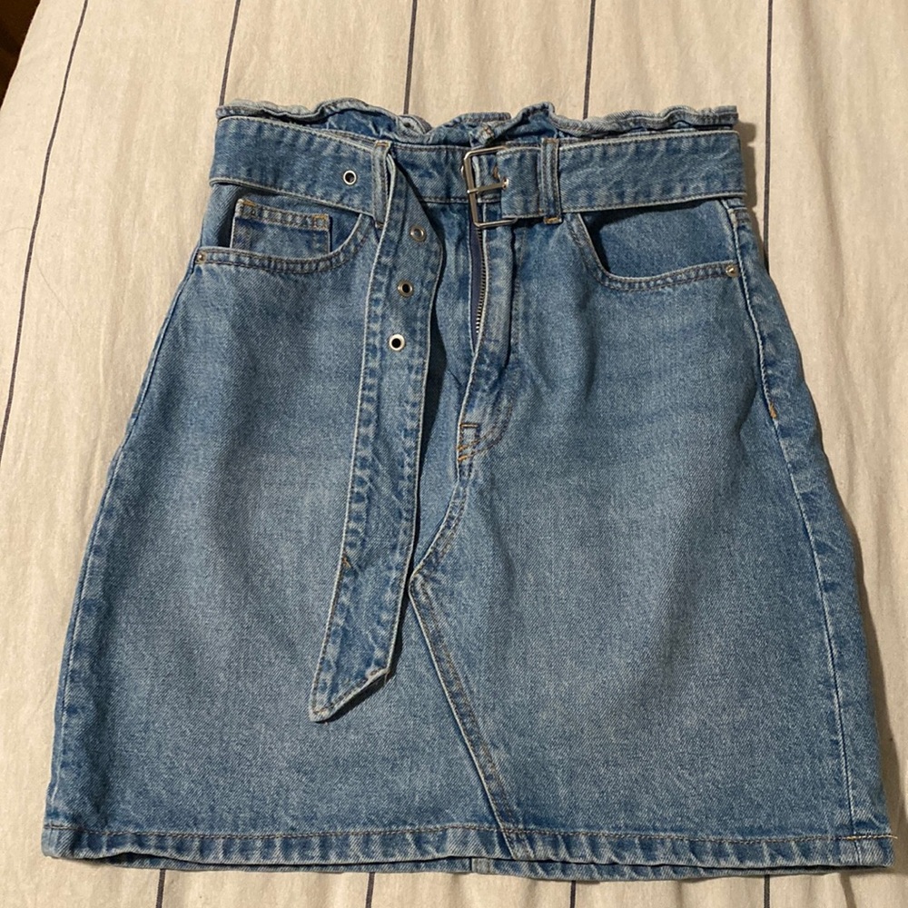 H&M denim mini with belt